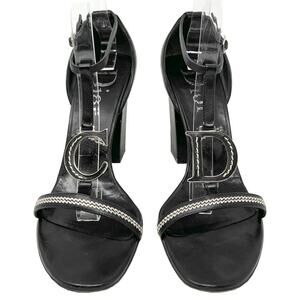 Christian Dior 2005 Galliano Era Logo Block Heel Sandals Size 40
